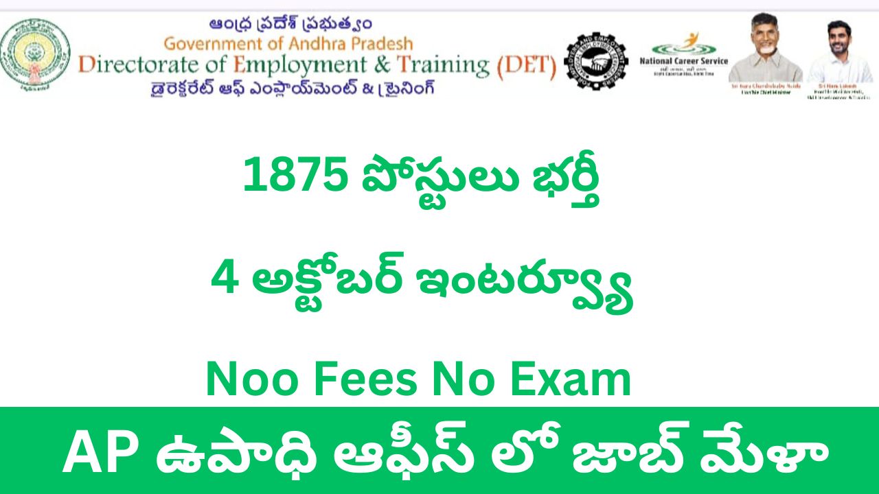 Ap Job Mela For 1875 Posts